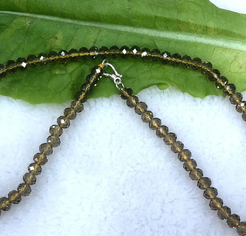 

4x6mm Faceted abacus Gray Crystal Beads Necklace 18''