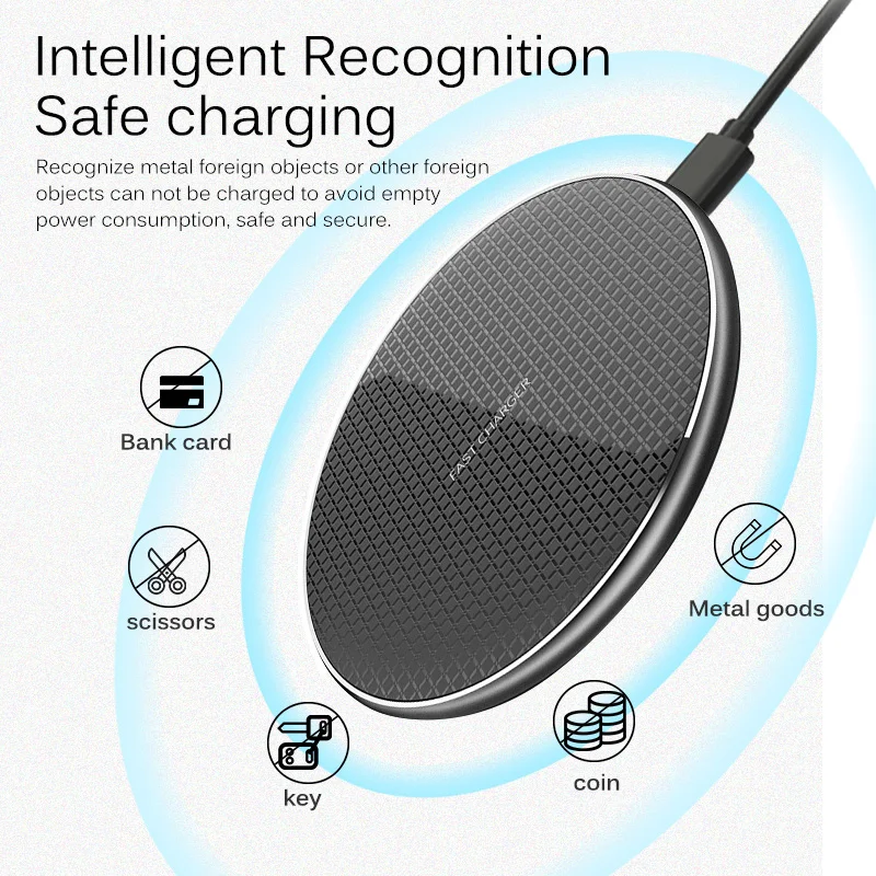 

FONKEN Fast Wireless Charger Qi 10W Wireless Charging Pad Quick Charge For Iphone 8 Plus 11 Oneplus 5W 7.5W Phone Charge Station