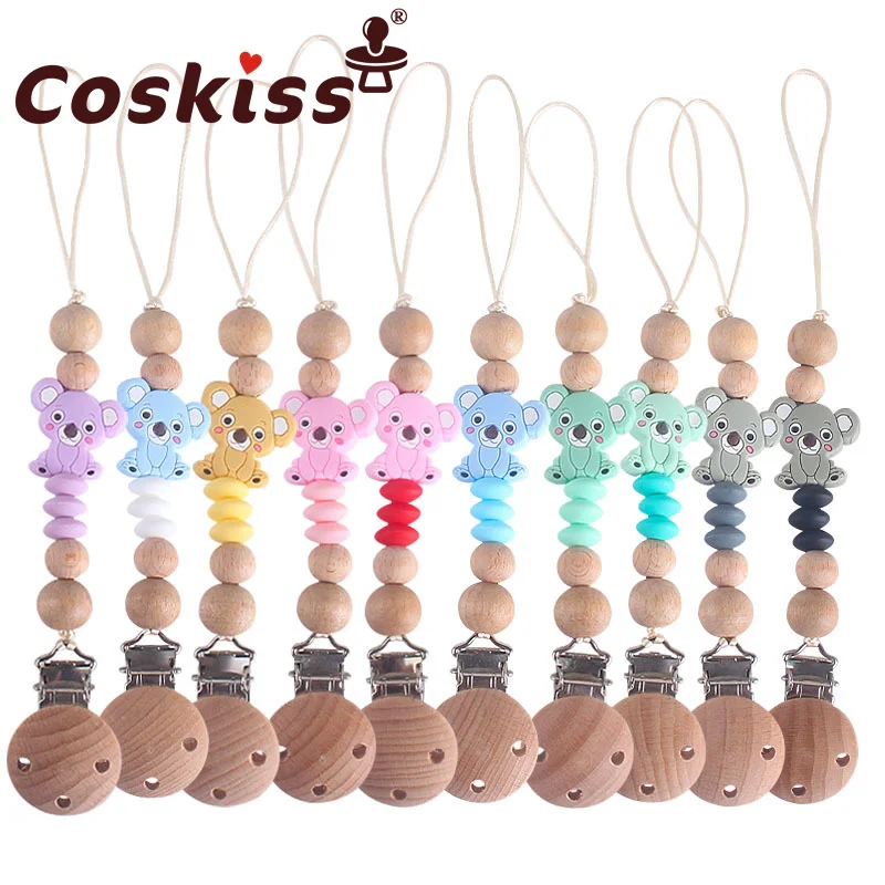 

Coskiss Mini Silicone Koala Beads Teether Pacifier Chain Newborn Baby Pacifiers Chain Baby Soothing Silicone Anti-Chain Gift