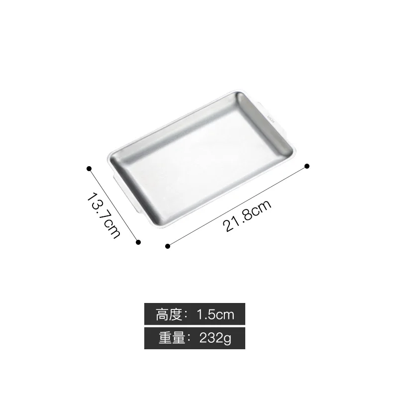

Thickened 304 stainless steel rectangular plate Korean barbecue dish sushi plate flat plate tray storage tray