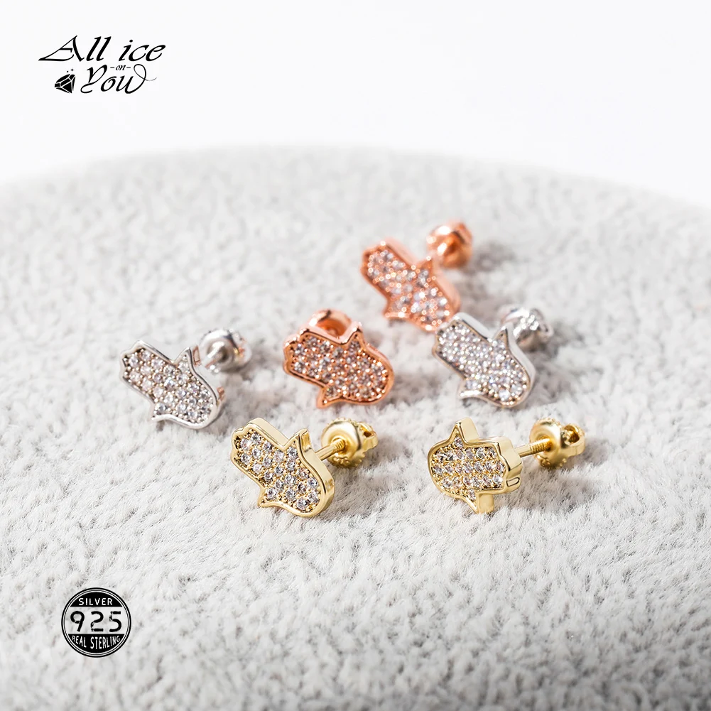 Женские серьги в стиле хип хоп ALLICEONYOU модные элегантные из стерлингового серебра