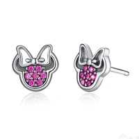 silver 925 jewelry sterling silver earrings popular mouse bowknot shaped earrings for women fashion simplicity ear studs jewelry