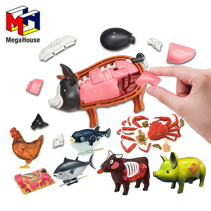 

MegaHouse MH Black pig Tuna Wagyu Roast chicken Pufferfish sheep Jigsaw Action Figureals Brinquedos Model