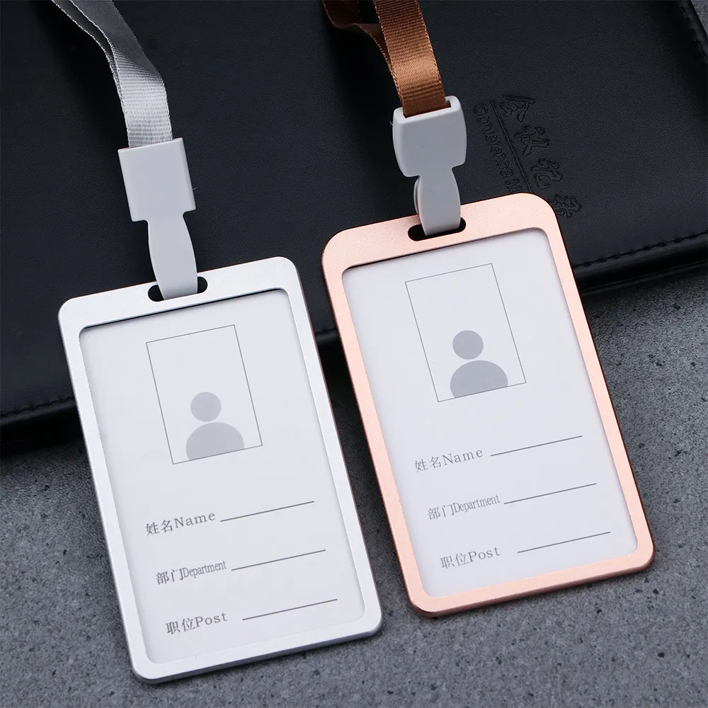 

Бейдж для пропуска, металлический, с ремешком, держатель для карт, 1 шт., держатель для карт