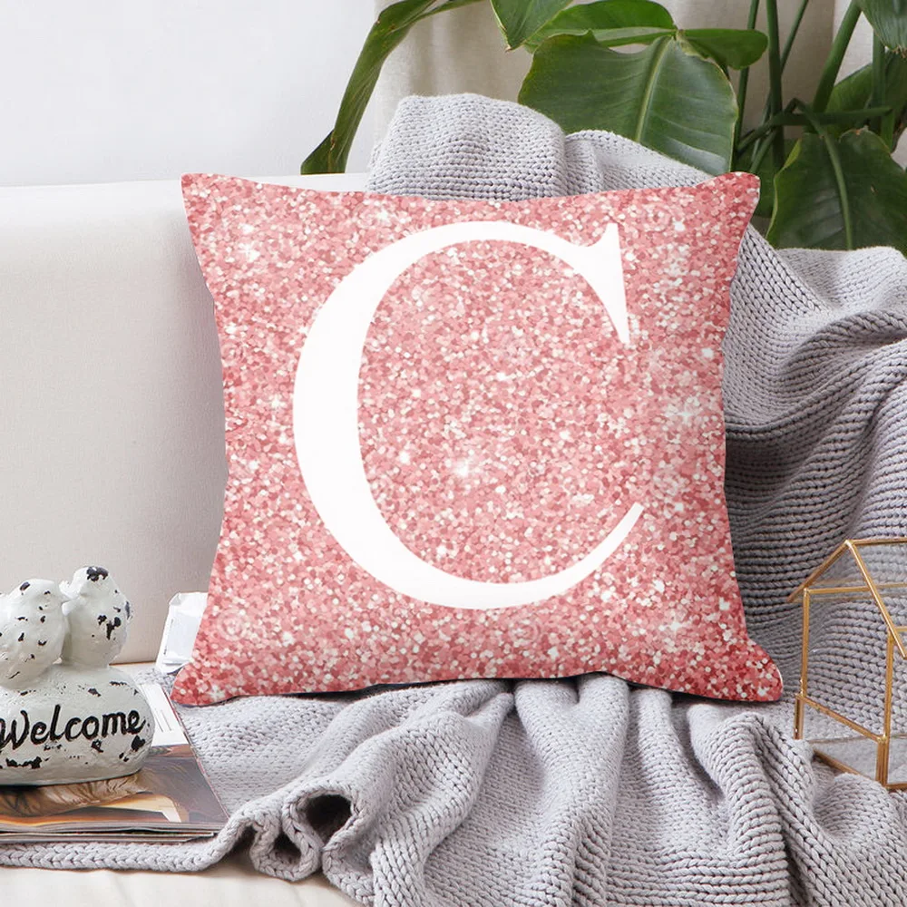 Розовая английская Подушка с алфавитом чехол из полиэстера в скандинавском