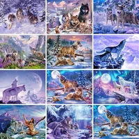 gatyztory diy painting by numbers wolves animal handpainted oil painting adults children kill time unique gift wall decor