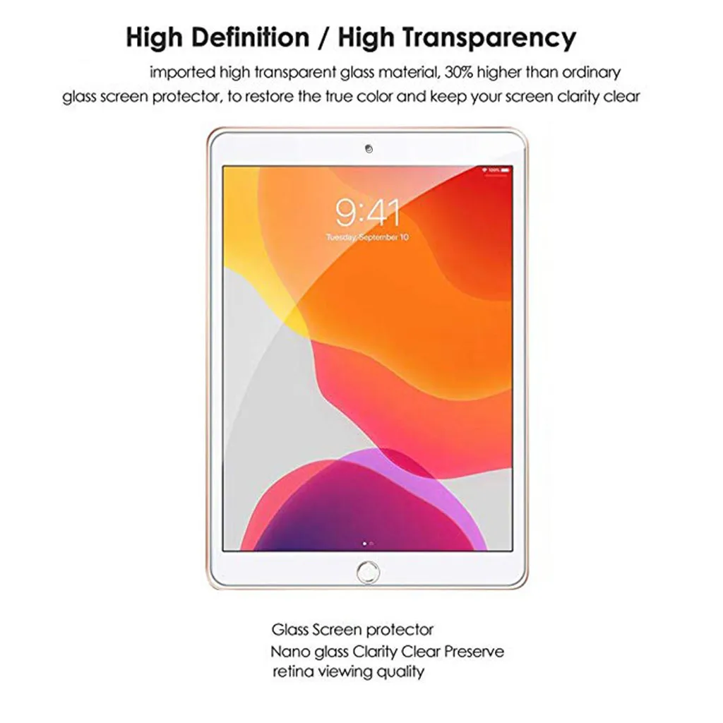 Закаленное стекло с закругленными краями для защиты экрана iPad 10 2 дюйма 2019 HD
