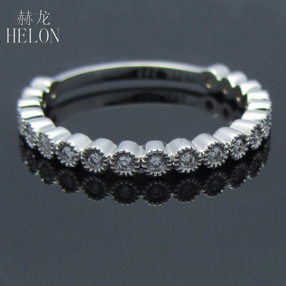 

Кольцо HELON с натуральными бриллиантами 0,2 карата SI/H, однотонное обручальное кольцо из белого золота 10 карат с бриллиантами для женщин, Винта...