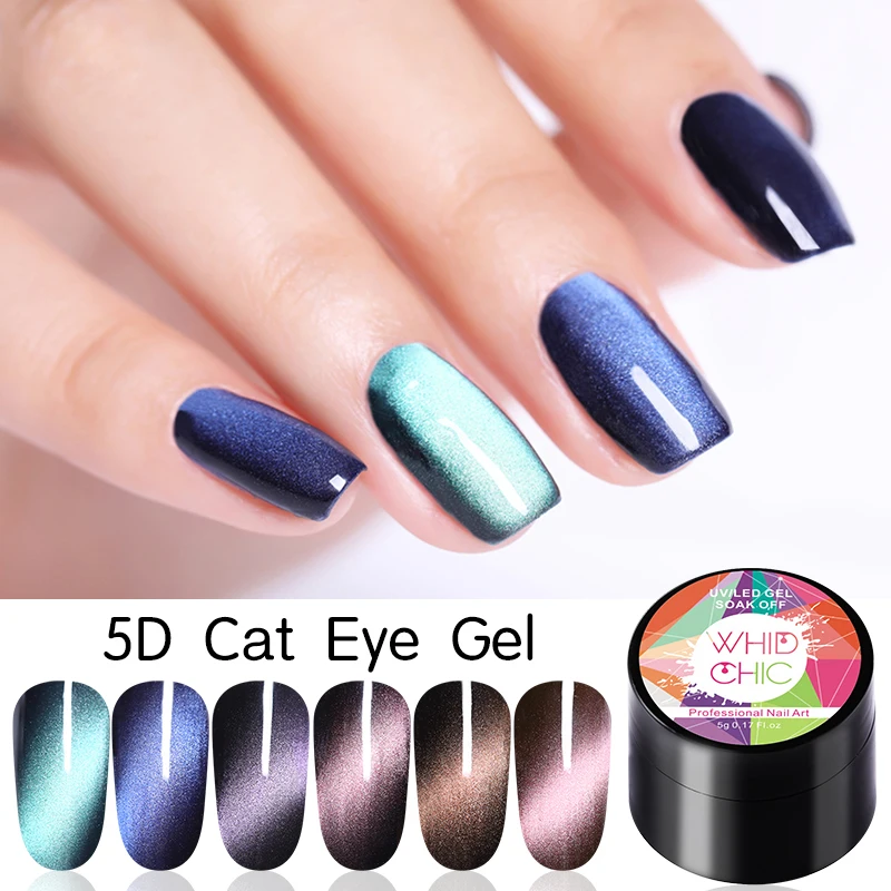 WHID CHIC 5D кошачий глаз Гель-лак для ногтей 6 видов цветов магнитный эффект