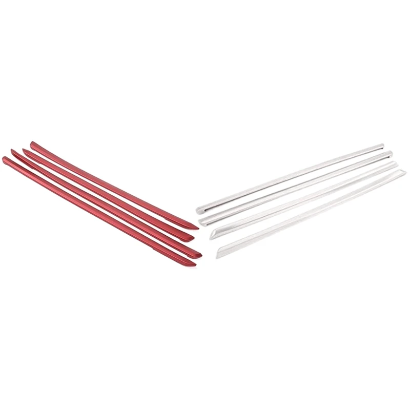 

8Pcs Car Styling Door Panel Decoration Stickers Trim Doorknob Covers For Bmw 3/4 Serises - 4Pcs Silver & 4Pcs Red