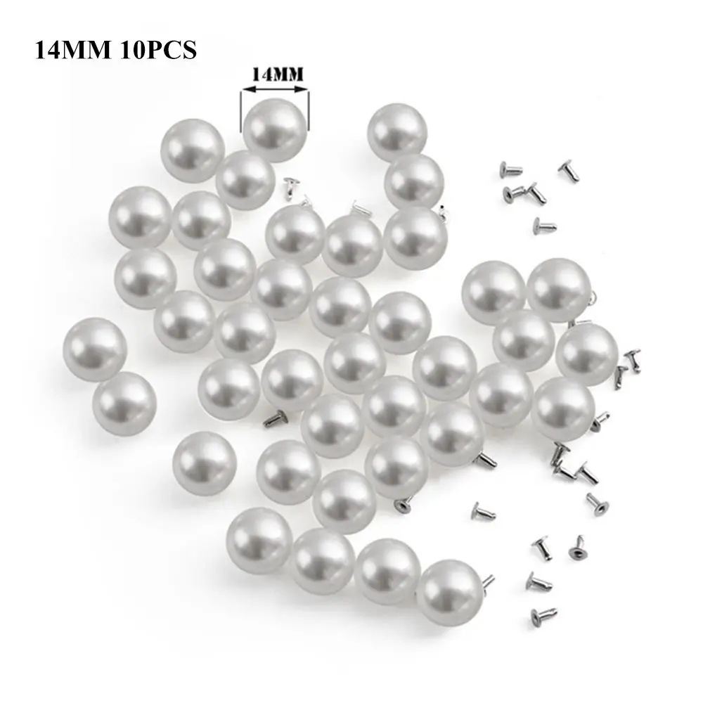 14mm-10pcs 10/20 штук имитация жемчуга жемчужные заклепки для ткани на основе карбида кремния, штаны и шапка, сумок, обуви, творчество, рукоделие, Декор DIY домашний аксессуары для одежды - Цвет: 14mm-10pcs