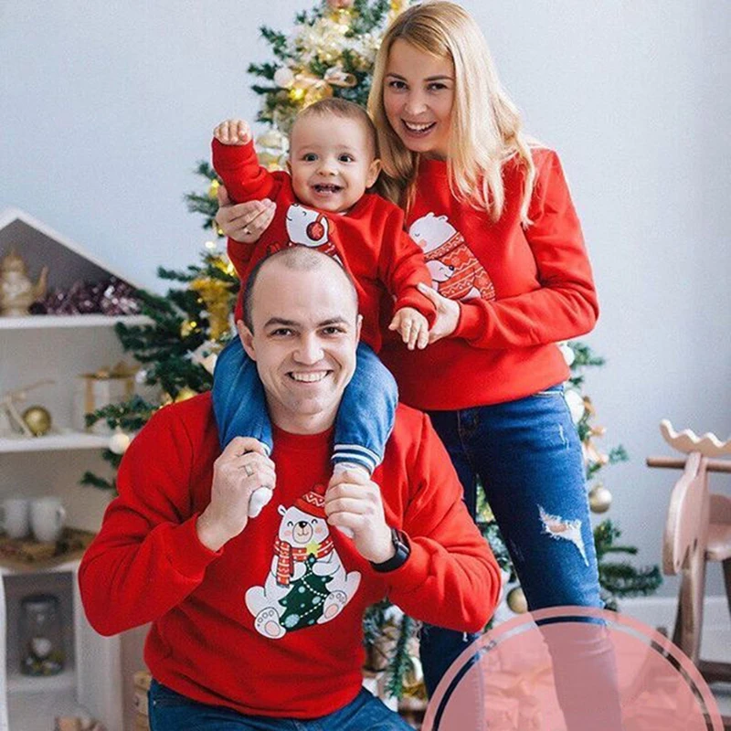 Унисекс свитшоты одинаковые комплекты для семьи одежда на Новый год и Рождество