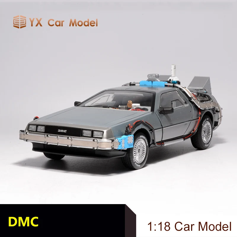 

Children's toys, back to the future DMC vehicle, alloy, 1:18 ratio, children's car model, genuine car