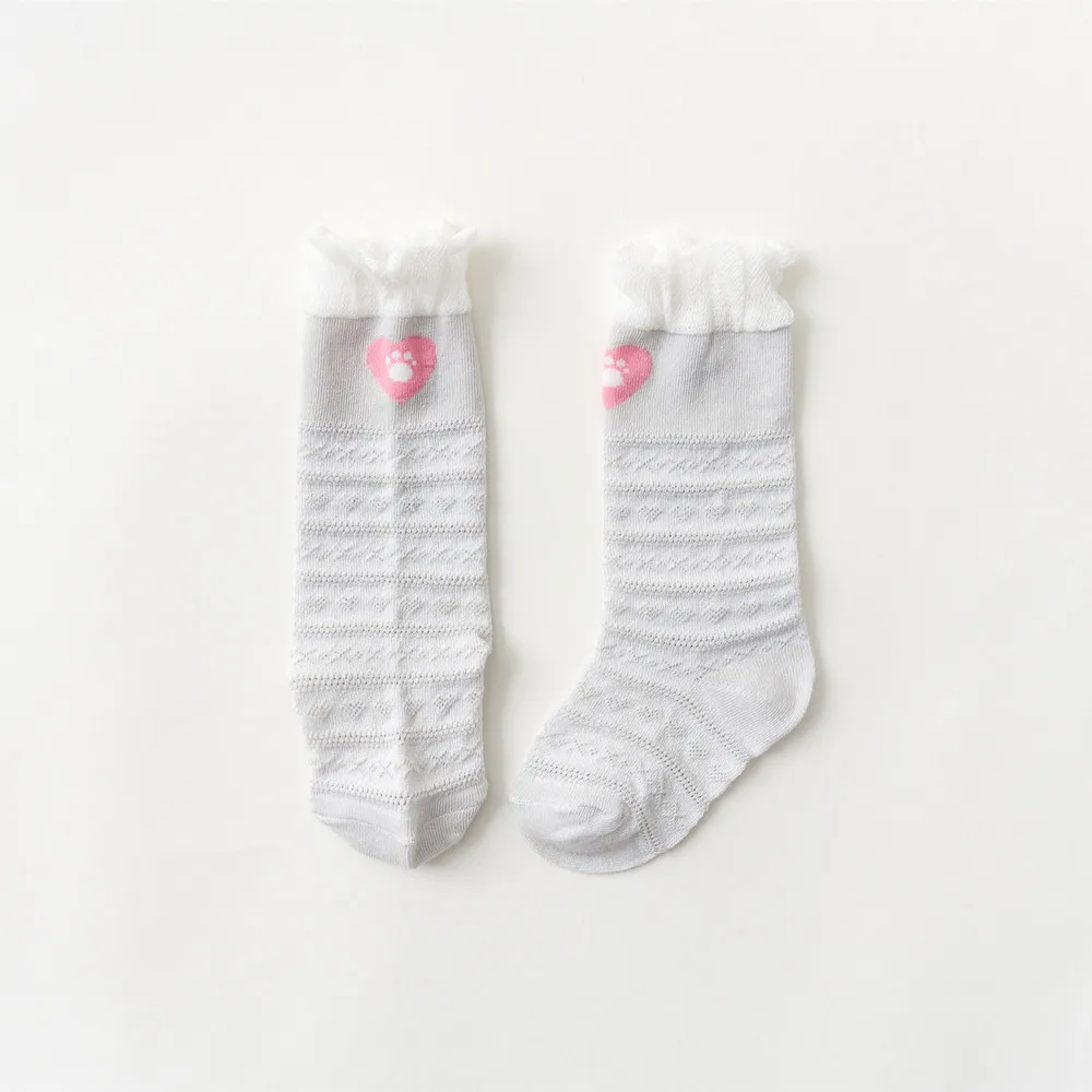 

Kids Toddler Infant Baby Girls Boys Cartoon Print Ruffle Anti-Slip Knitted Long Stockings Cotton Knee Stockings