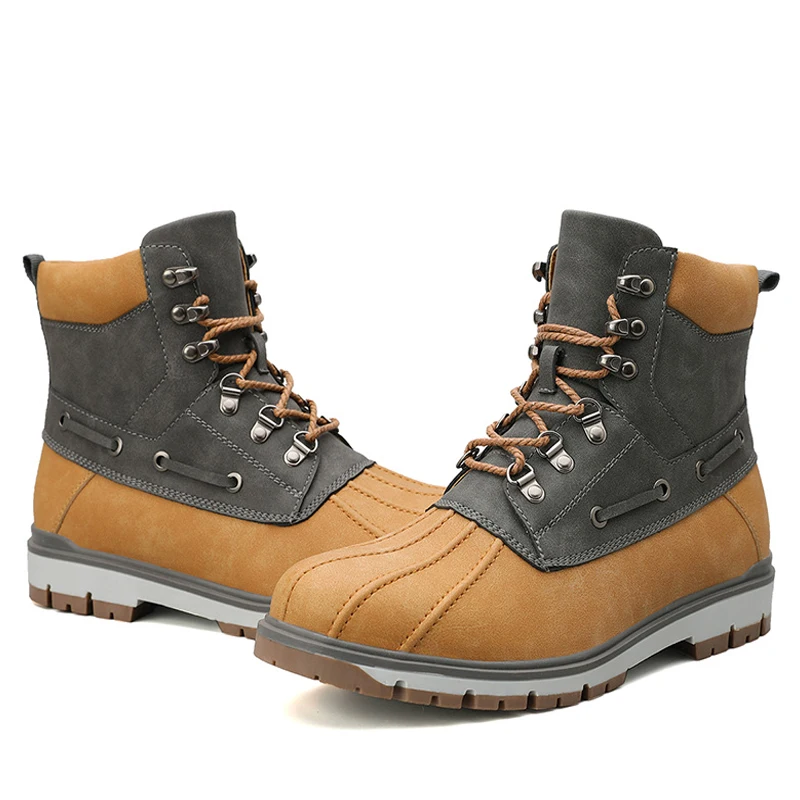 Мужские ботинки из натуральной кожи JUNJARM Черные ботильоны с теплым плюшем