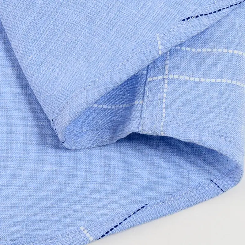 

Men's Summer Casual Short Sleeve Plaid Checkered Shirts Pocket-less Design Standard-fit Comfortable Soft Thin Tops Shirt