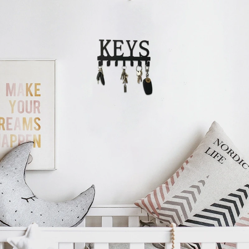 

Creative "KEYS" Words Shape Rack Hook Home Entrance Key Holder Pegs Multifunction Sundries Storage Hanging Shelf Home