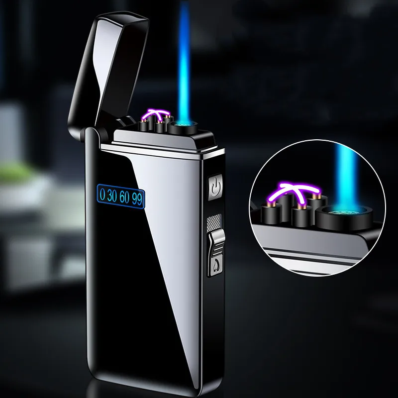 

Gas-Electric Dual-Use Lighter Dual-Arc USB Cigar Lighter Windproof Torch Turbo Gas Lighter Creativity Men's Smoking Gadget　