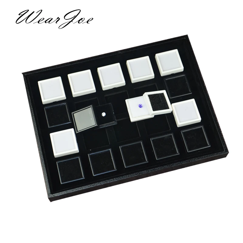 

Gemstone Beads Display Storage Case Tray with Lid White/Black Foam Plastic Box Insert Gem stones Diamond Jars Cover Organizer