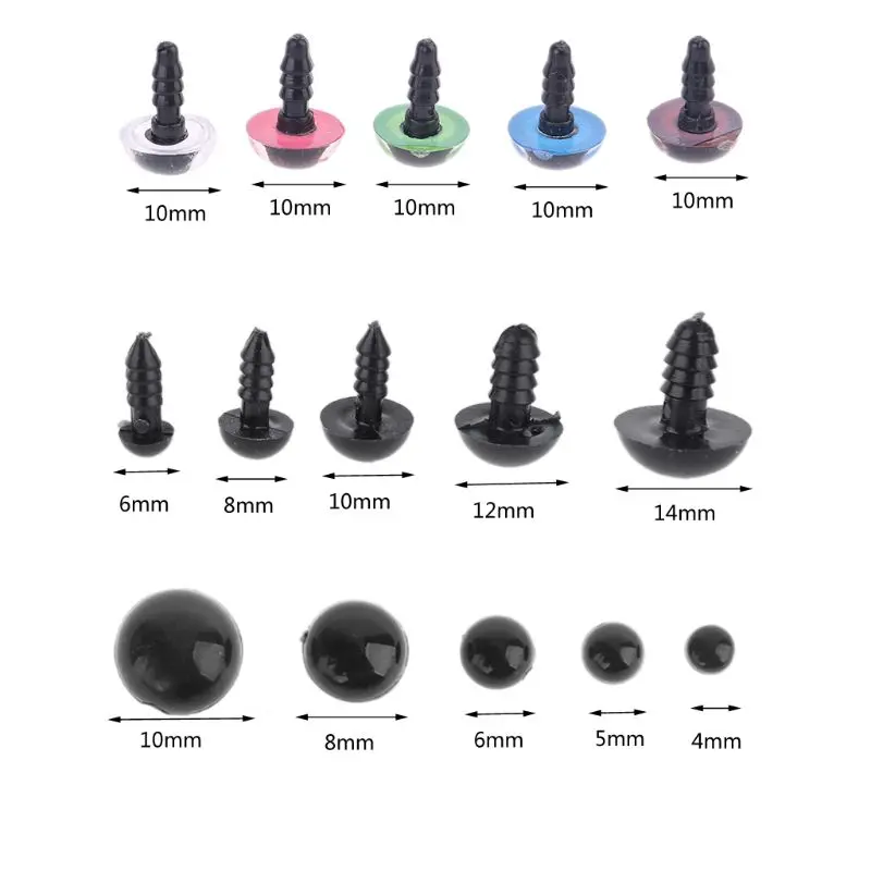 

566 Pcs Colorful Plastic Crafts Safety Eyes 15 Grid DIY Kit with Washer for Bear Soft Dolls Craft Toy Animal Doll