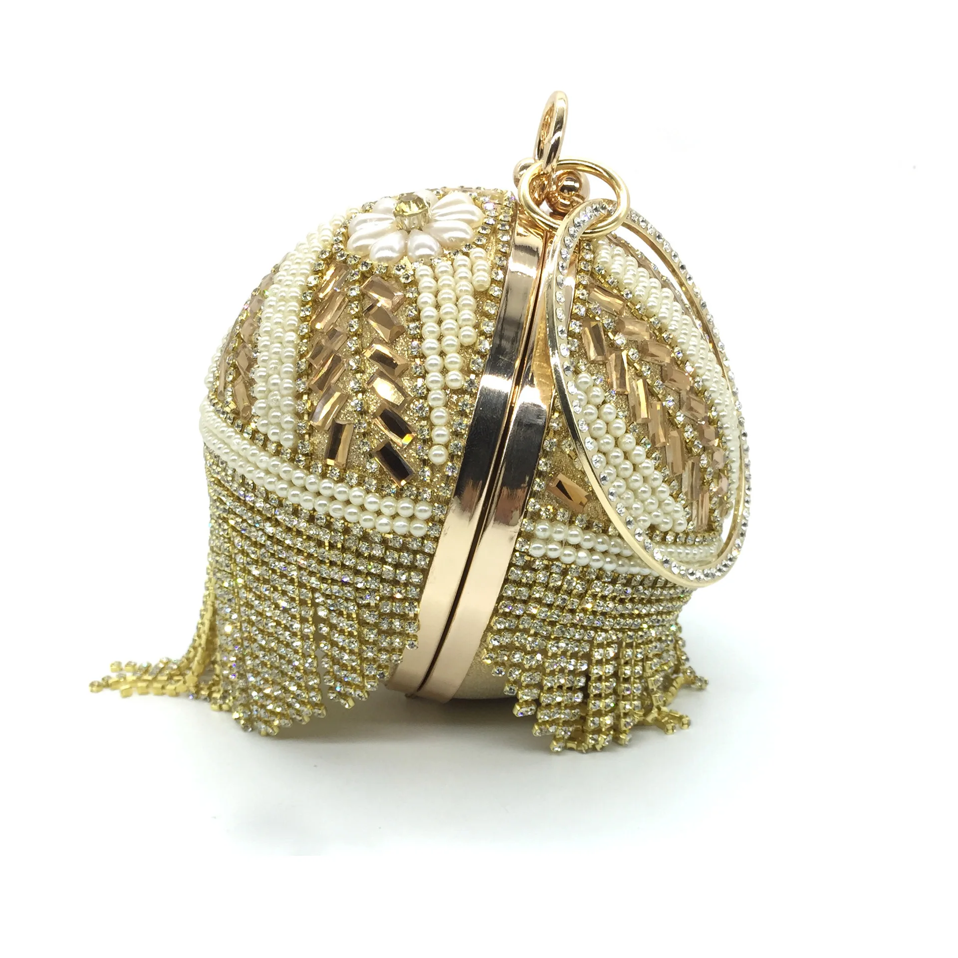 Сумка-клатч женская с кисточками и кристаллами золотого серебряного цвета |