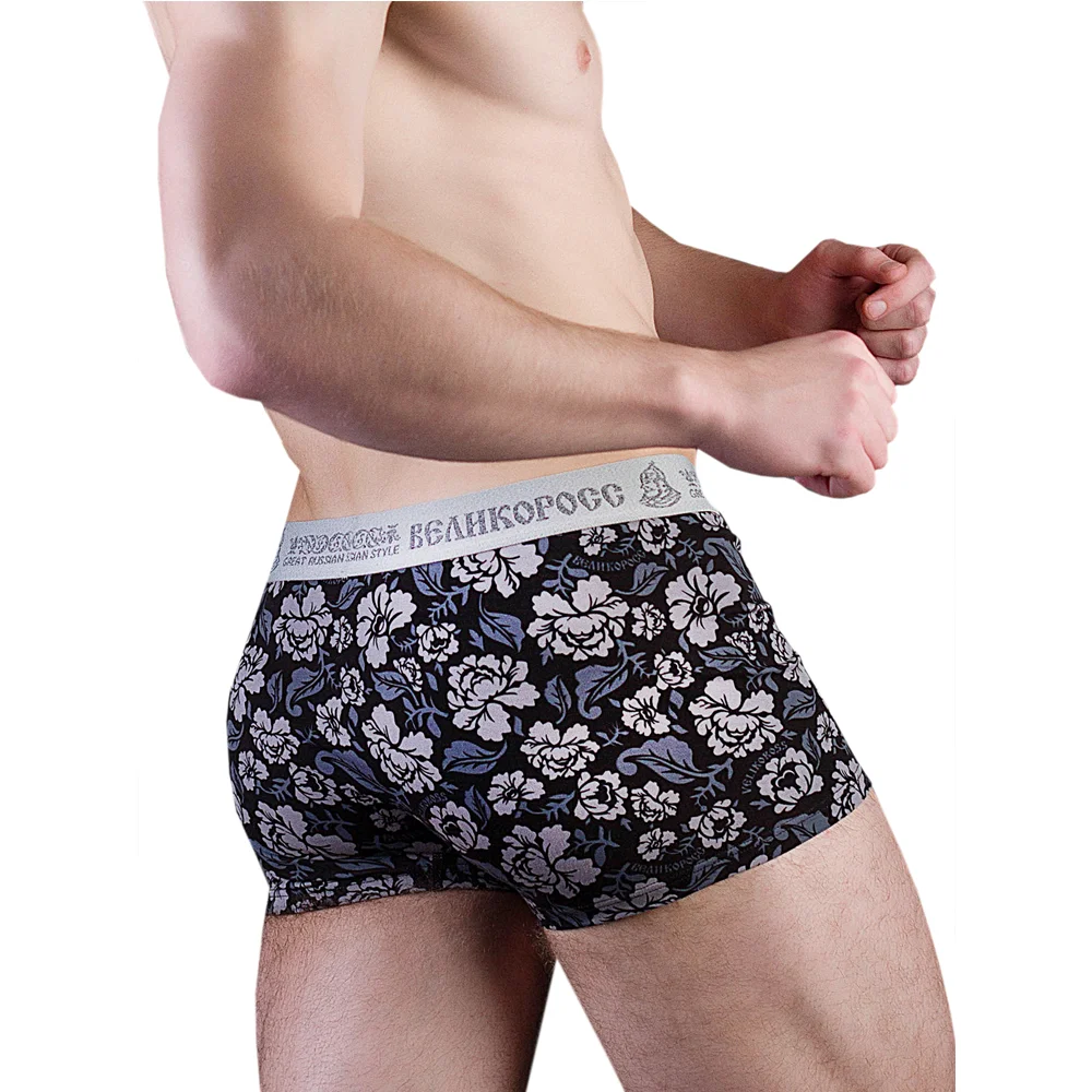 Трусы боксеры Великоросс серая хохлома хлопок ПИМа|Мужские трусы боксеры| |