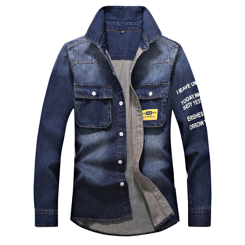 Джинсовая куртка мужская повседневная винтажная Потертая джинсовая топ Бомбер