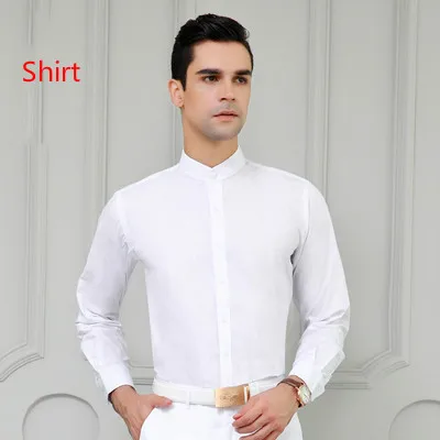 Shirt Мужские белые темно-синие костюмы, комплекты униформы, приталенное платье, Свадебный костюм, мужской вечерний костюм для выступлений, мужские куртки - Цвет: Shirt