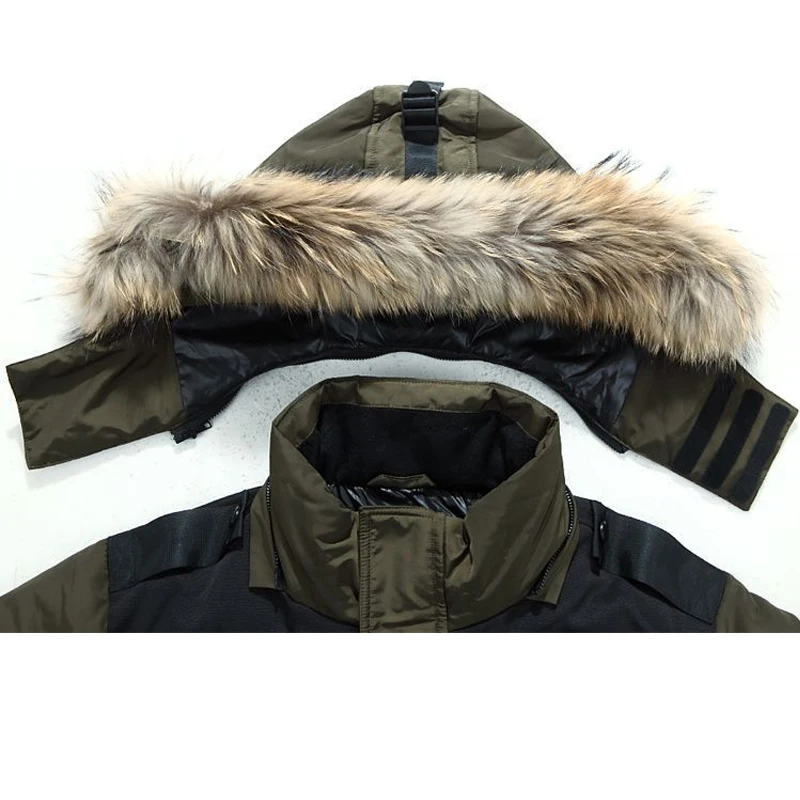 

20 Degree Down Jacket Men's White Duck Down Parkas Coat Mid-length Thick Warm Real Fur Hooded Parkas Men Windbreaker Outdoor
