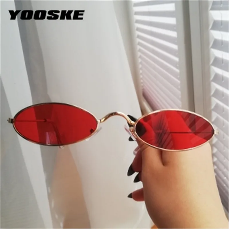 YOOSKE узкие Овальные Солнцезащитные очки Для женщин 90s Винтаж маленький
