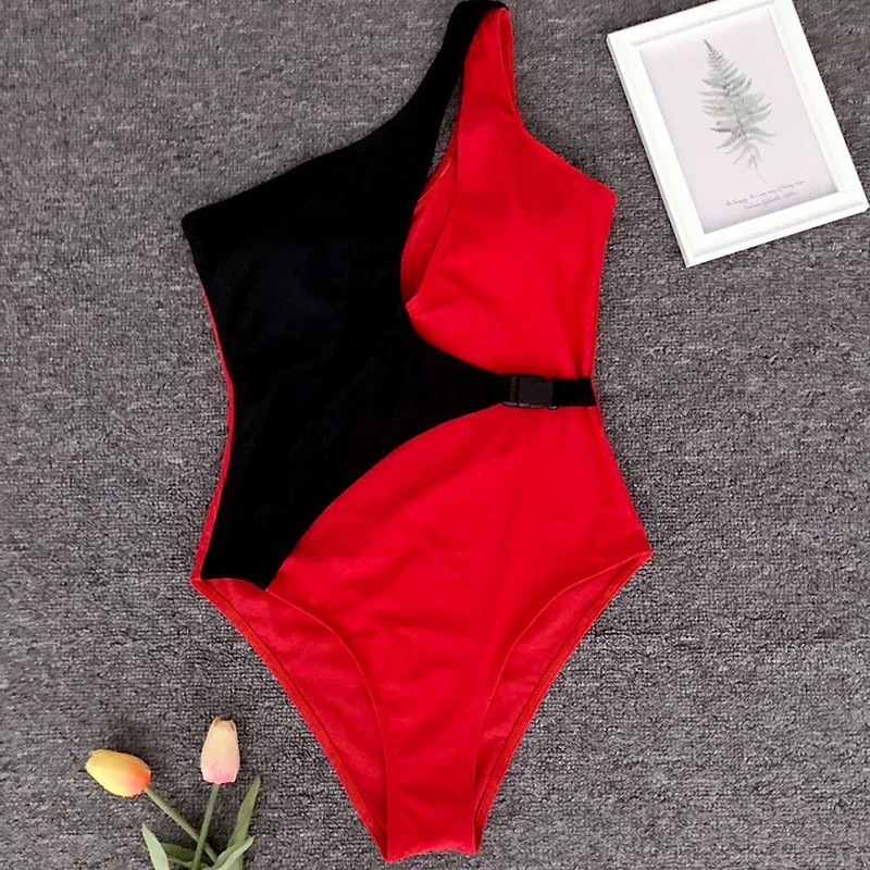 

HStar Sexy One Shoulder Swimwear Women 2020 One Piece Swimsuit Women Bathing Suit Swimming for Monokini Maillot De Bain Femme