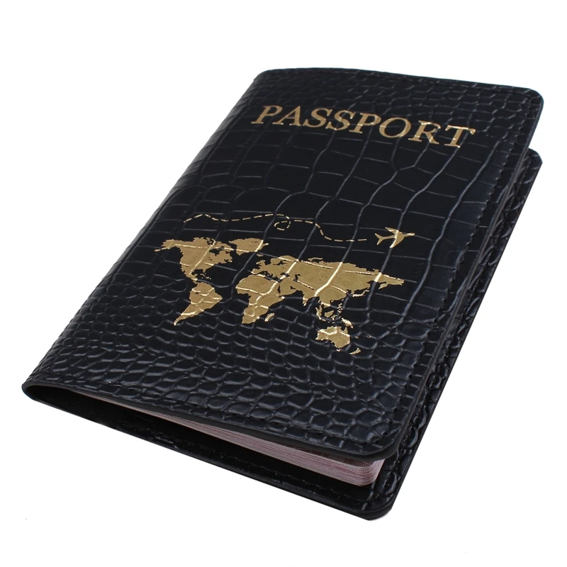 New Crocodile Pattern Map Passport Cover Letter Women Men Travel Wedding Passport Cover Holder Travel Case CH41