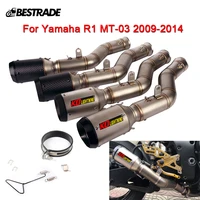 motorcycle exhaust system for yamaha yzf r1 mt 03 2009 2014 mid link connect pipe slip on 51mm muffler tube stainless or carbon