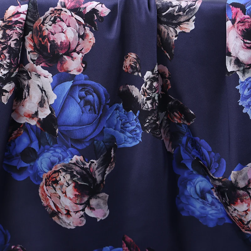 108 см широкая шелковая ткань сатин-стрейч МЕТР 19 мм с принтом атласная мягкая