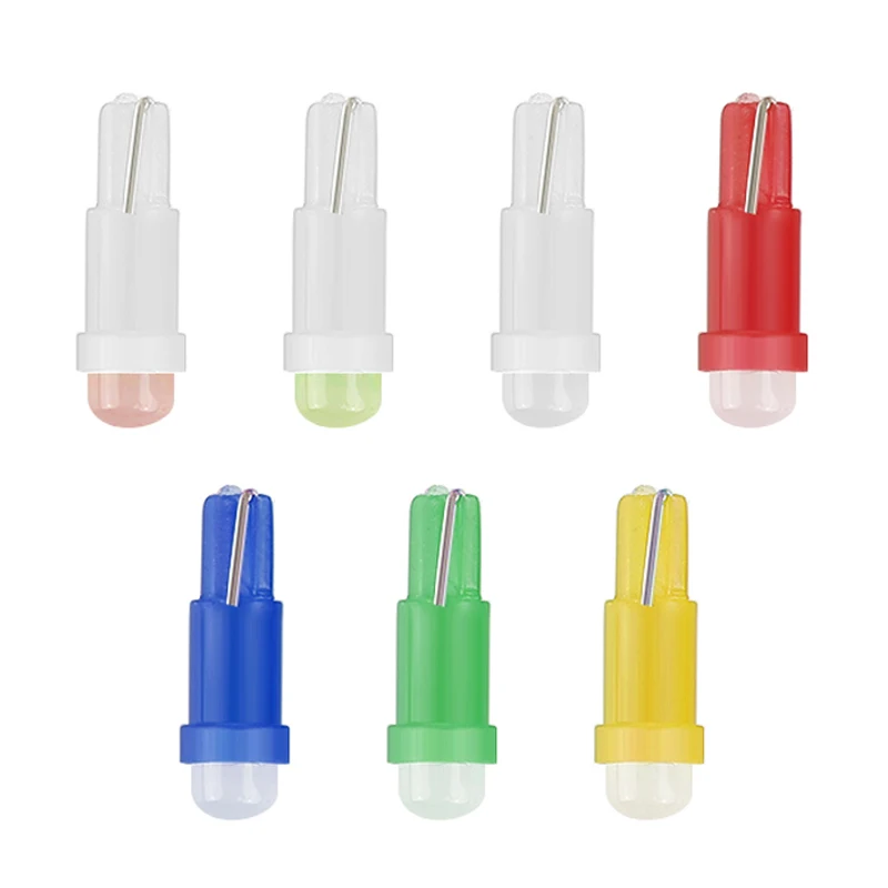 

10pcs T5 Auto Car Interior LED Wedge Door Instrument Side Bulb License Plate Lamp Car Light 7-Colors Source Super Bright