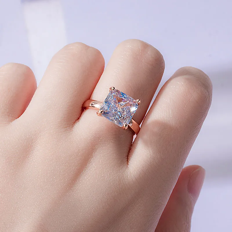 

Женское Обручальное кольцо с квадратным кристаллом, кольцо с белым кубическим цирконием класса ААА, ювелирное украшение для свадьбы, 2021