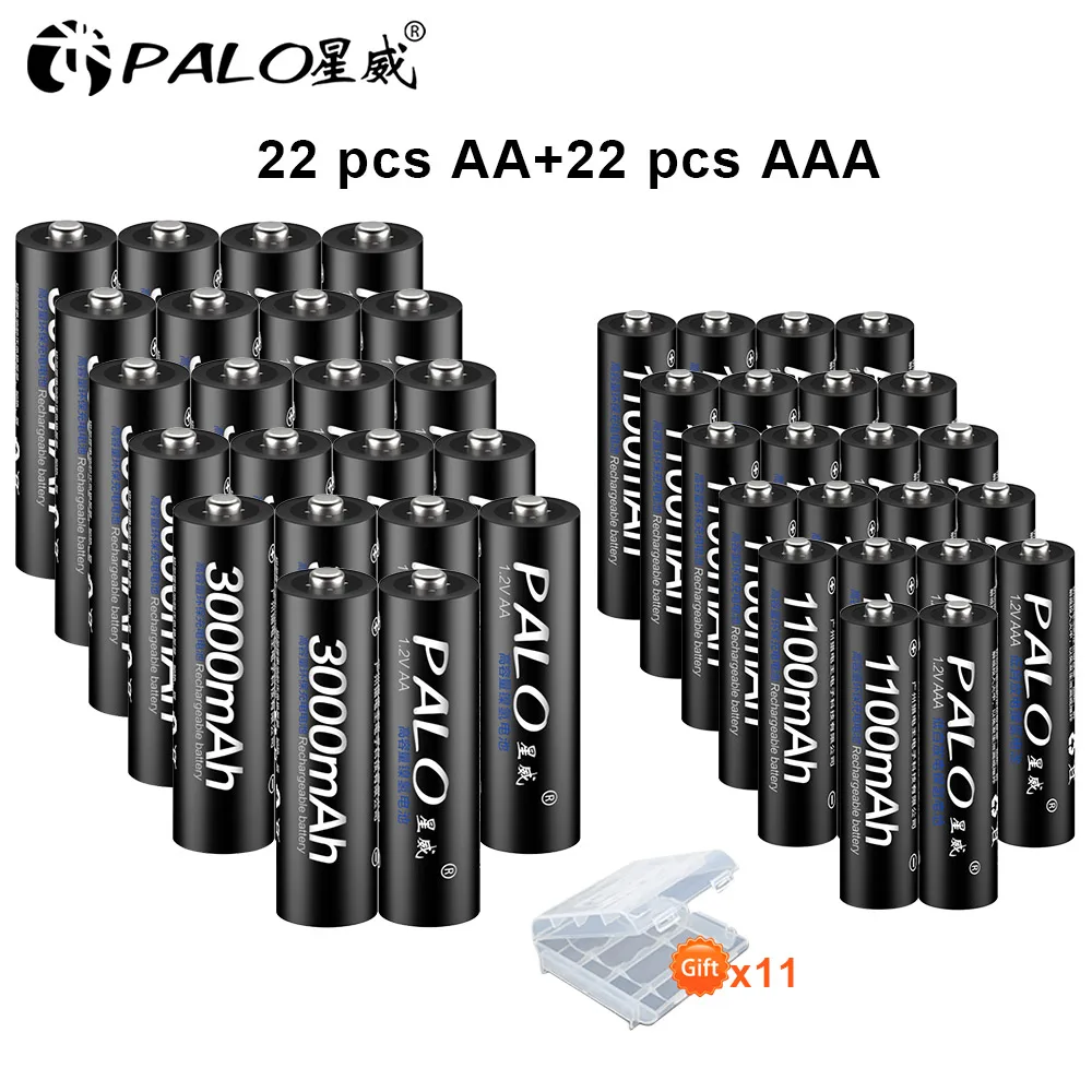 22-22 Новые 8шт AA аккумуляторы 3000мАч 1.2В AA+ Ni-MH AAA аккумулятор 1100mAh аккумуляторы 3А AA аккумулятор для игрушек питания - Цвет: 22-22