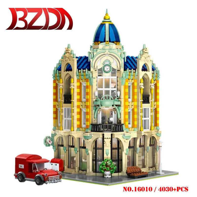 BZDA City Street view architecture 4030 шт угловой пост офис передовые строительные блоки модель