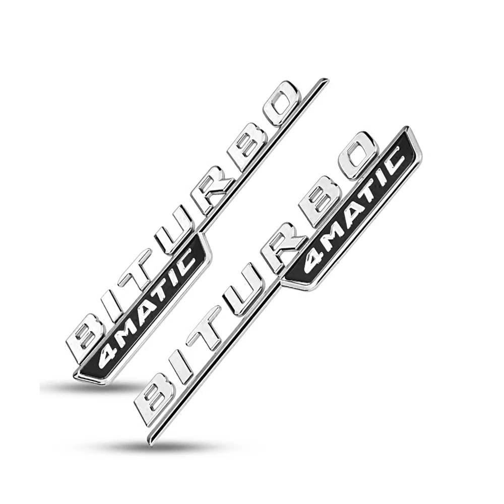 2 шт. наклейка на переднее крыло автомобиля BITURBO 4MATIC Logo для Mercedes Benz AMG GLA GLC GLE GLS CLS GT E