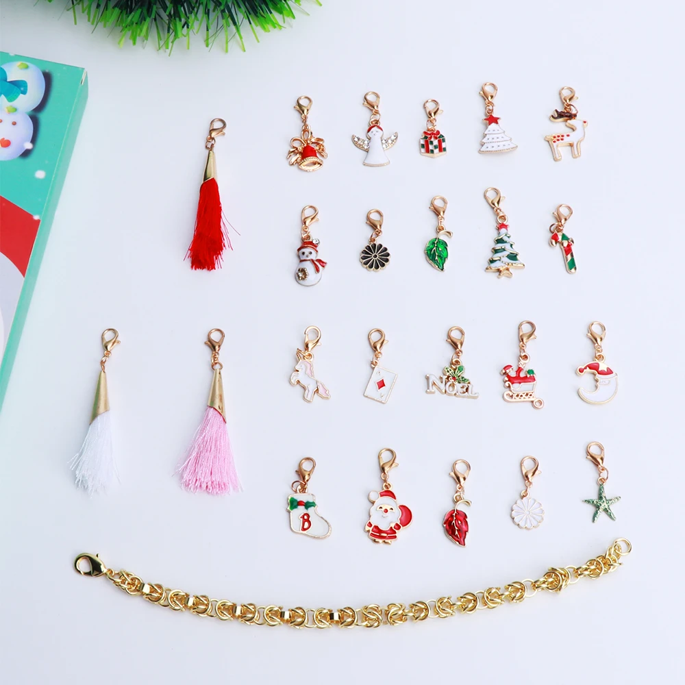 Christmas Advent Calendars Box With Bracelet 24 Days Charms Set For Kids (Multicolor) Gifts Countdown Calendar Decor | Дом и сад