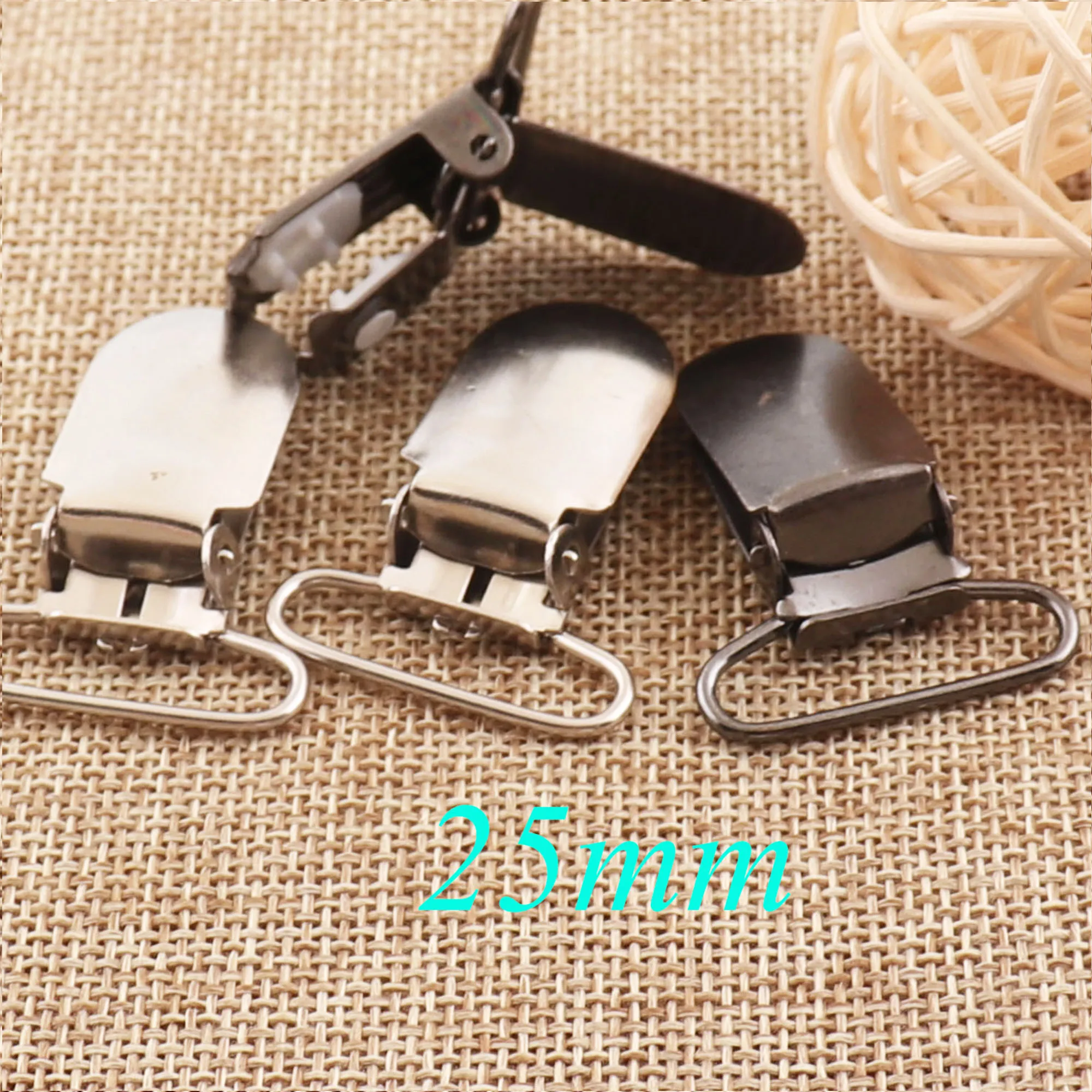 50 шт. Серебристые/черные металлические зажимы для подтяжек 1 &quotпрямоугольная