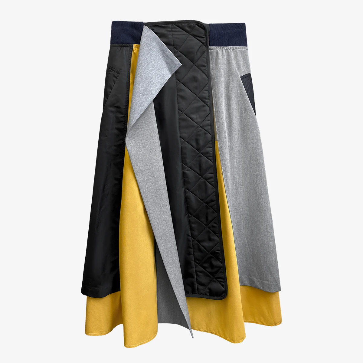 

Women Fashion Skirt Color Matching Long Skirt Elastic Waisted Loose Asymmetrical Skirts Patchwork Irregular Autumn Skirts 2020