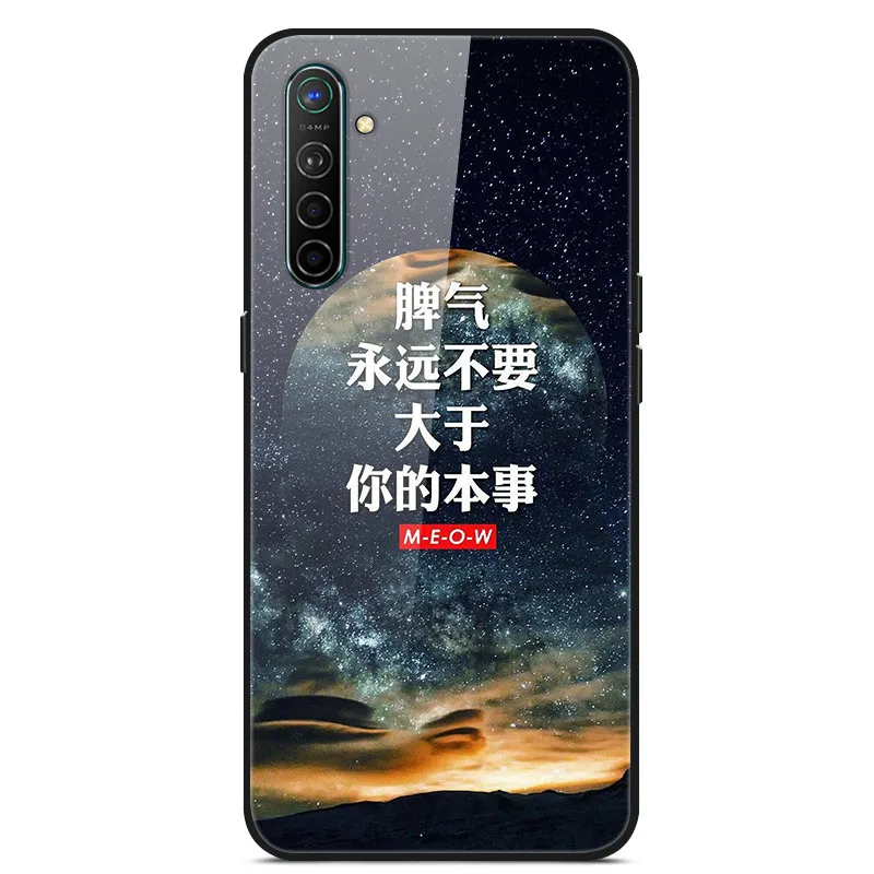 Чехол для Oppo Realme X2, чехол из закаленного твердого стекла для Oppo Realme XT X2 Pro, чехол, мягкий силиконовый бампер с принтом