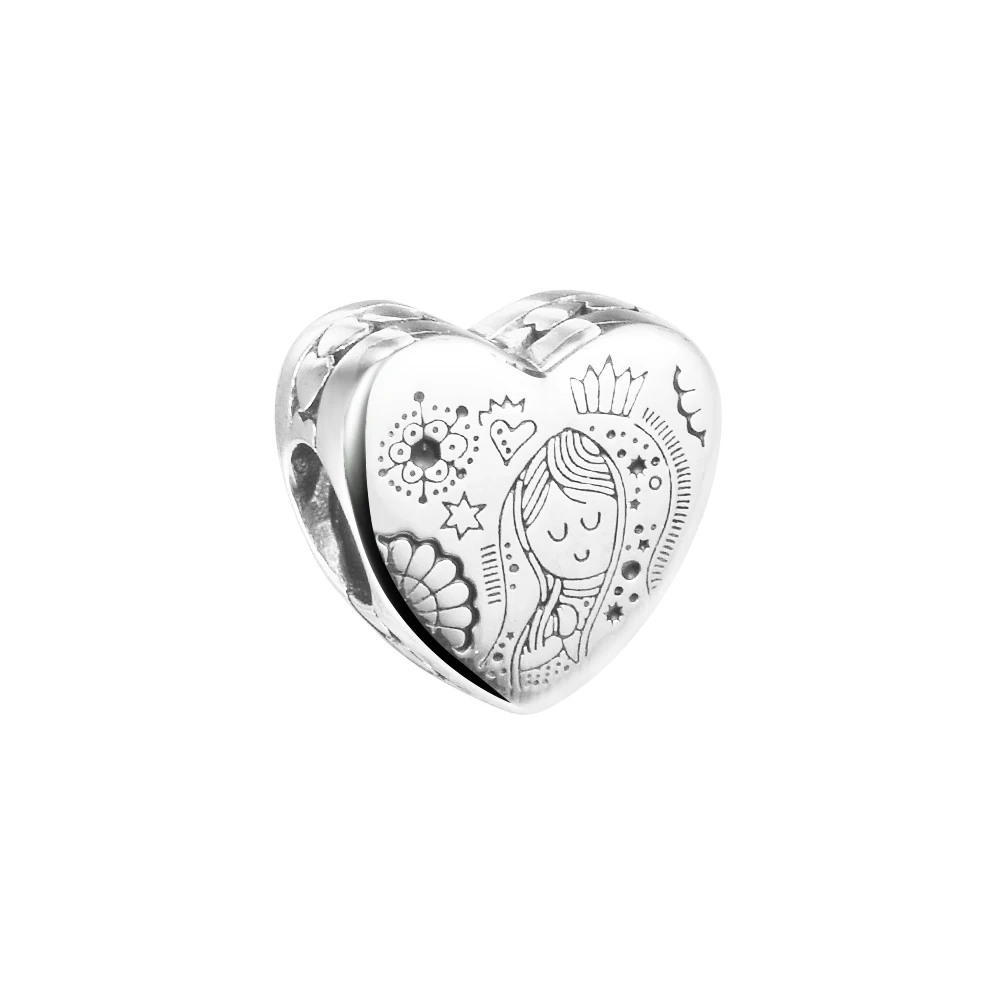 

DIY Fits for Pandora Charms Bracelets Mexican Heart-shaped Goddess Charm Beads 100% 925 Sterling-Silver-Jewelry Free Shipping