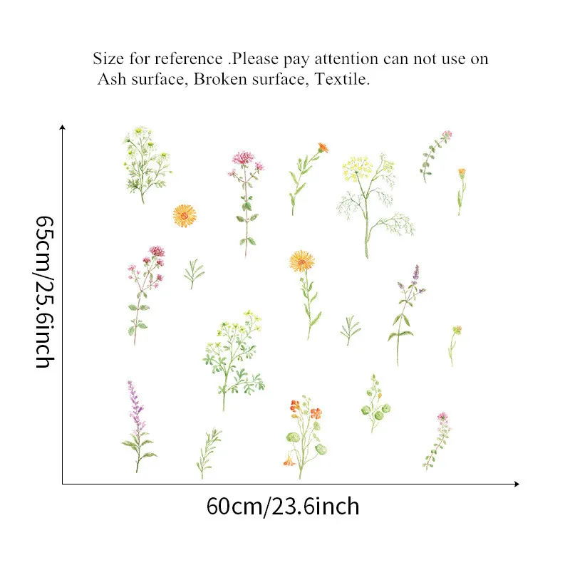 Зеленые листья цветы настенные наклейки для украшения комнаты Спальня Гостиная