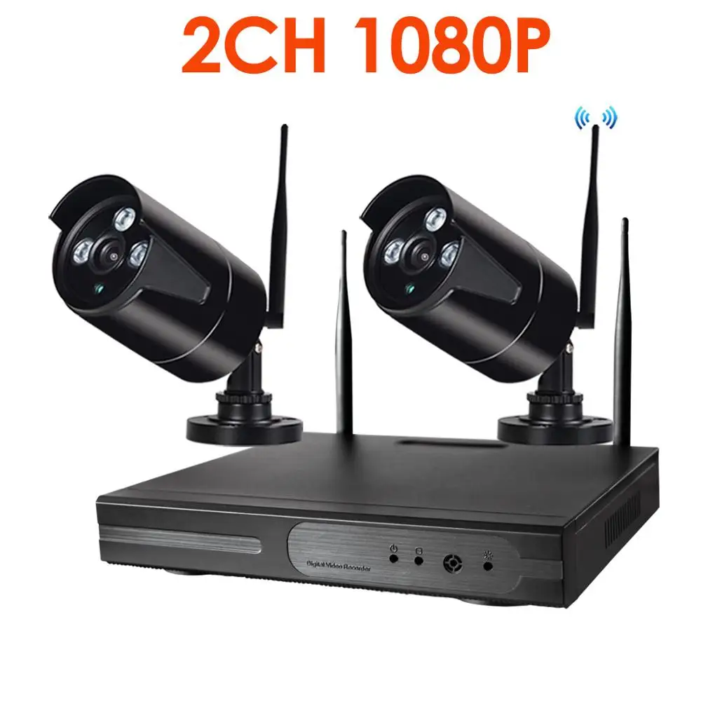 2CH 1080P WIFI Audio 4CH1080P HD Aduio беспроводной NVR комплект P2P 1080P крытый открытый черный ик ночного видения безопасности 2.0MP AudioIP камера wifi CCTV система - Цвет: 2CH 1080P WIFI Audio