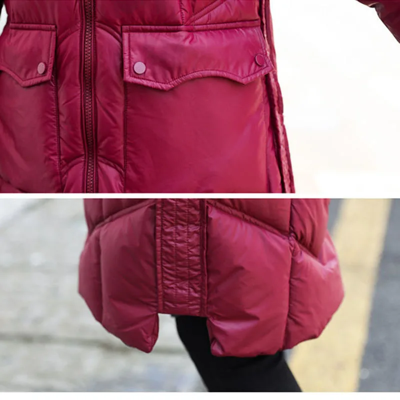Mid-Length Women Cotton-Padded Jacket Korean Version Of Slim Slimming Winter Extra-Length Lightweight Down Cotton Hooded Coat