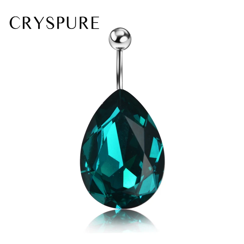 

Women's Surgical Steel Navel Button Barbell Big Water Drop Rhinestone Navel Stud Belly Ring Body Piercing Jewelry accessories