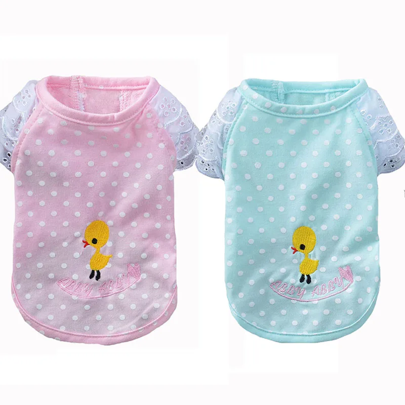 Мягкая рубашка для собак и кошек милая дышащая майка в горошек маленьких одежда