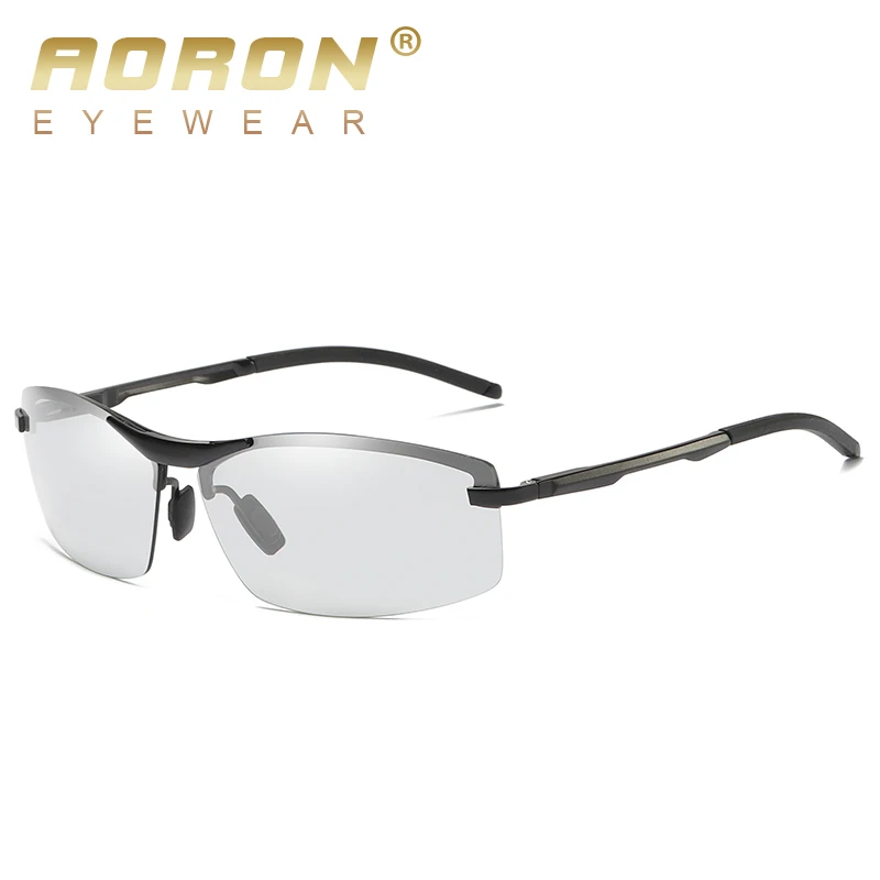 AORON Photochromic Polarized Sunglasses Men Discoloration Sunglasses Anti Glare UV400 Glasses  Driving Goggles